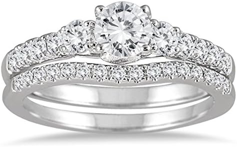 1 1/10 Carat Diamond Bridal Set in 14K White Gold