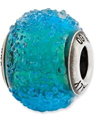 Sterling Silver Reflections Italian Blue & Green Textured Glass Bead