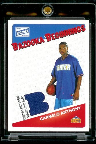 2003 Bazooka Beginnings Authentic Player-Worn Jersey Carmelo Anthony Basketball Card - Mint Condition - Shipped In Protective Display Case!