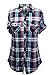 Women's Short Sleeves Button Down Plaid Checkered Shirts