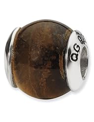 Sterling Silver Reflections Tigers Eye Stone Bead