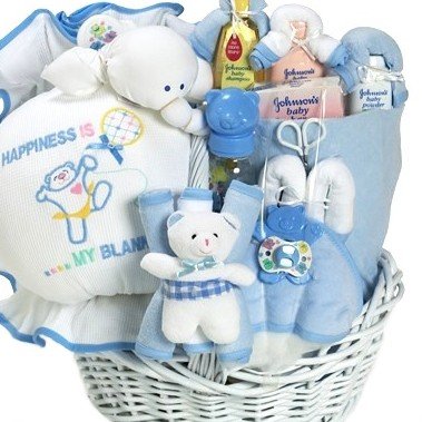Happiness is a New Baby Boy – Great Baby Shower Gift Basket for Newborns