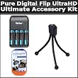 Ultimate Accessory Kit For Pure Digital Flip UltraHD Camcorder 3rd Generation FVU32120B, U32120W NEWEST MODEL Includes + Mini Tripod + 4 AAA Batteries And Charger + Clear LCD Screen Protectors Ultimate Accessory Kit For Pure Digital Flip UltraHD Camcorder 3rd Generation FVU32120B, U32120W NEWEST MODEL Includes + Mini Tripod + 4 AAA Batteries And Charger + Clear LCD Screen Protectors