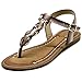 Ollio Women's Shoe T-Strap Burnish Fade Vintage Zori Flat Sandal