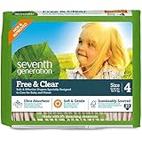Seventh Generation Free and Clear Sensitive Skin Baby Diapers, Original Unprinted, Size 4, 135 Count