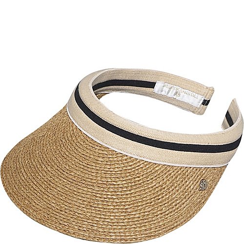 Helen Kaminski Christine Raffia Visor - Nougat-Black Stripe