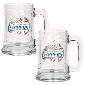 Los Angeles Clippers NBA 2pc 15oz Glass Tankard Set - Primary Logo by Great American Products