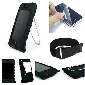 Apple iPhone 4gb 8gb Ultra Grip Ribbed Black Silicone Skin kit - 15