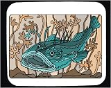 Decorated Mouse Pad with grouper, green, ocean, blue, fish, underwater, seaweed, swim