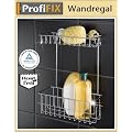 WENKO ProfiFIX Wandregal 2 Etagen - Edelstahl - 22,5 x 10 x 30 cm - MIT und OHNE Bohren m�glich - Badablage - Ablage