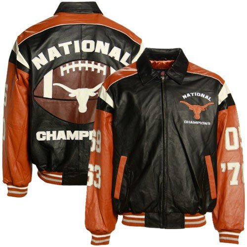 Texas Longhorns Black National Champions Commemorative Leather Jacket (XXXXX-Large)