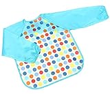 Nice Days（ナイス　ディズ）　ベビー食事用長袖エプロン　防水 (ブルー丸い点)