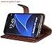 Galaxy s7 edge Case, Arae [Wrist Strap] Flip Folio [Kickstand Feature] PU leather wallet case with ID&Credit Card Pockets For Samsung Galaxy S7 edge (Brown)