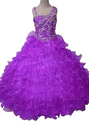 Girls  One Shoulder Organza Crystal Crystals Beaded Lace  Ball Gown Flower-Girl Dress/Pageant Dress/Party Dress 