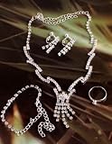 Image of Diamante jewellery set with matching earrings bracelet and ring