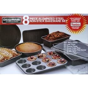Chicago Metallic 8 Piece Aluminized Steel Non-stick Bakeware Set by Chicago Metallic