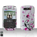 Blackberry Curve 8900 Crystal Snap-on Red Pink Flower Phone Protector Cover Case