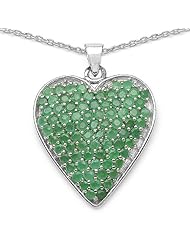 3.95 Carat Genuine Emerald 925 Sterling Silver Heart Pendant