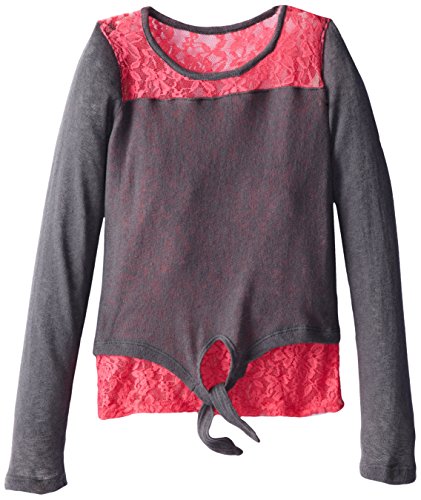 Derek Heart Big Girls' Tie Front Shirt with Hangdown