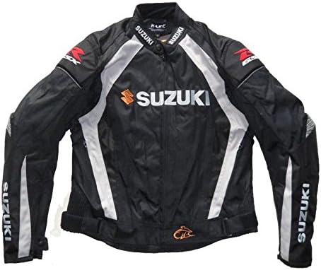 Suzuki Mens Motorcycle Jacket Waterproof Windproof with 5 Protector Detachable Cotton Liner Black Medium HJ003