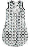 SwaddleDesigns zzZipMe Sack with 2-Way Zipper, Microplush Wearable Blanket, Brown Mod Circles; Blue 6-12MO