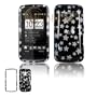 Black with Silver Stars Sparkle Design Snap-On Cover Hard Case Cell Phone Protector for HTC Touch Pro2 GSM