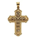 14K Two-Tone Gold Reversible Cross Pendant - 33.75x23.00mm