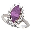 14K White Gold Amethyst and Diamond Ring