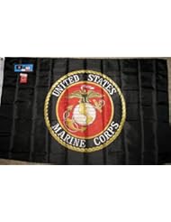 Lawn & Patio: Black USMC 3x5 Double Sided Polyester Flag With Lapel Pin - Licensed - RFC
