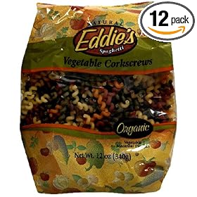 Eddie's Corkscrews Vegetable Pasta Organic, 12-Ounce Bags (Pack of 12)