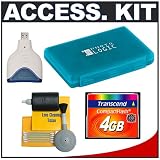 Transcend 4GB 133x CompactFlash (CF) Memory Card with USB 2.0 Card Reader + Universal Memory Card Case + 5-Piece Cleaning Kit