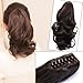 NEW Fashion Womens Ladies Medium Wavy Wave Hairpiece Remy Hair Extensions Ponytails (35cm) Stylish Curly Ponytail Extension Long Claw Clip on Layered Hair Piece Pp42