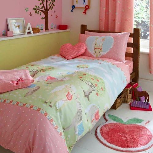 Pony Single Girls Bed Duvet Cover Set Bedding Set by Linenstowelsquilts