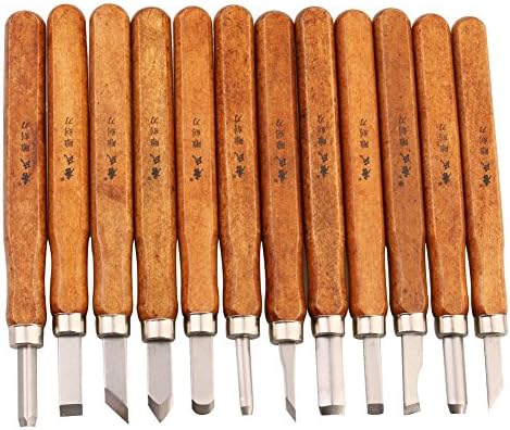 TAIYAL Hand Wood Grip Carving Tools For woodcarving Cutting Linoleum Whittling Gouging Grinding Joinery Crafts Arts (12 Pcs)