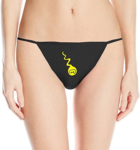 AM Lin's Funny Spermaniacs Sperm Skeptical Thong For Womens Black Size Large
