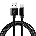 Micro USB Cable, COOME 3Ft 6Ft High Speed Nylon Braided USB 2.0 Sync Data Charging Charge Cord Wire for Samsung Android Smartphones Pack of 2 Black