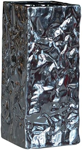 Tannex Ceramic Silver Box Vase, 13.5-Inch