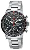 Seiko Alarm Chronograph Black Dia Silver Tone Stainless Steel Band Mens Watch