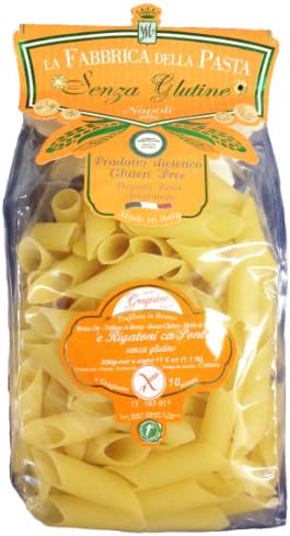 La Fabbrica Della Pasta Gluten Free Rigatoni ca Pont (Bias Cut) 500 Grams (1.1 lb) Bag Pack of 6