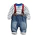 PanDaDa Baby Boys Pants Sets Striped T-shirt Top Jeans Bib Pants Overall Outfis