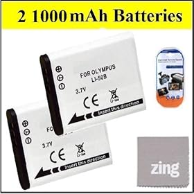 Olympus XZ-1 XZ-2 iHS Tough 8010 TG-610 TG-810 Sz-10 Sz-20 SZ-30MR Digital Camera Battery Kit - Includes Qty 2 LI-50B Replacement Batteres + LCD Screen Protectors + Micro Fiber Cleaning Cloth