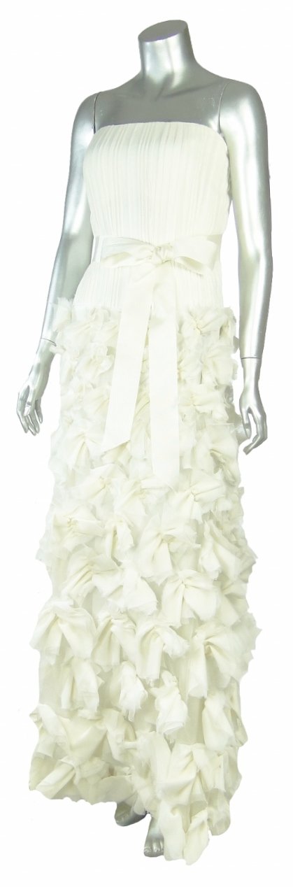 Tadashi Shoji Ivory Silk Strapless Wedding Dress 10 517vU 18FAL. SL1268 Tadashi Shoji Ivory Silk Strapless Wedding Dress 10