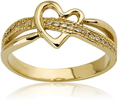 Heart Ring, Love Ring, Promise Ring, Couples Ring Friendship Ring with Clear Zircon-gold Plated Over Silver (7.5)