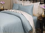 Luxury Hotel Collection Mini Check 300-Thread Count Full/Queen Duvet Set, P ....