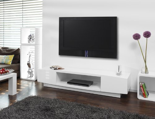 SalesFever Nog Lowboard TV Tisch mit 2 Schubladen weiß hochglanz