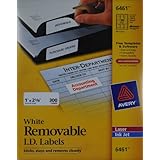 Avery White Removable ID Labels for Laser and Inkjet Printers, 1 x 2.625 Inch, Pack of 300