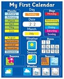 My First Magnetic Calendar - BLUE (also available in PINK). Rigid board 40 x 32cm with hanging loop