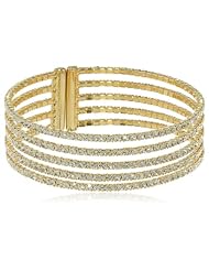 Oroclone "Crystal Set" Plated 5 Row Gap Bangle Bracelet, 2.36"