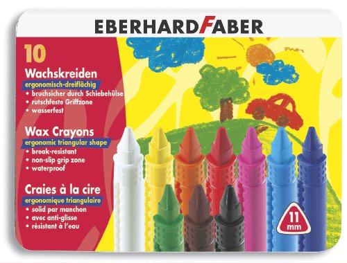Imagen principal de Eberhard Faber - Lápices de cera ergonómicos, resistentes al agua, en caja metálica (10 unidades, 11 mm) [importado de Alemania]