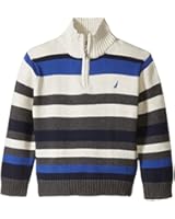 Nautica Boys' Quarter Zip Engineered Stripe Sweater